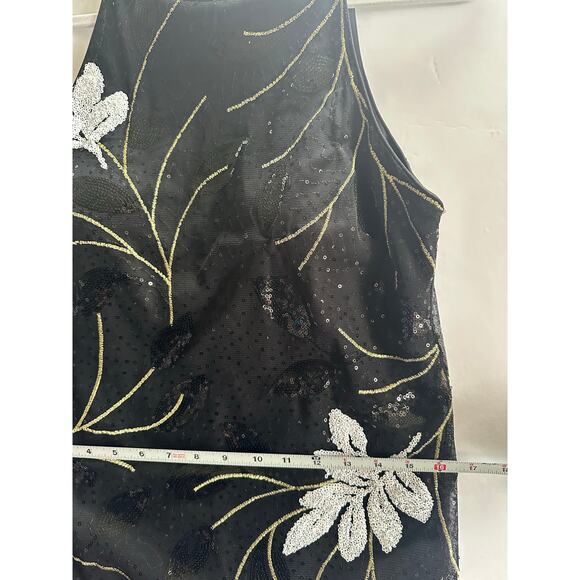 Belle Badgley Mischka Dress Gown Size 14 Black Sequin Wedding Formal Cocktail - Picture 14 of 14